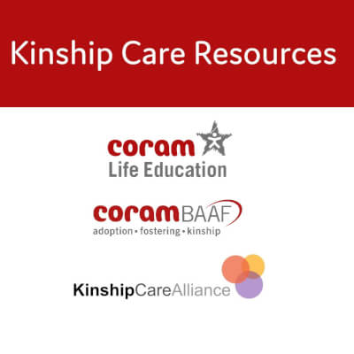 Coram Life Education, Coram BAAF and Kinship Alliance logos for the Kinship Care Resources