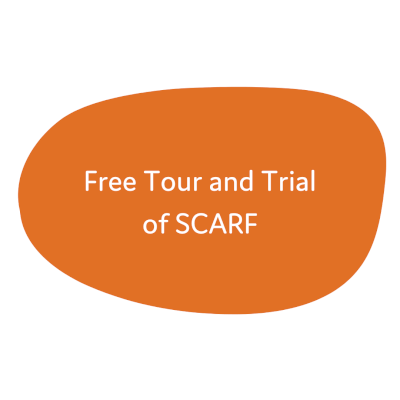 Orange blob with text inside that says Free Tour and Trial of SCARF