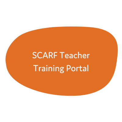 Orange blob with text inside that says SCARF Teacher Training Portal