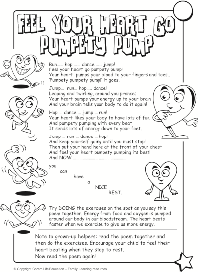 Feel your heart go pumpety-pump! Activity sheet