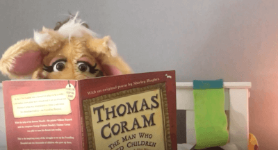 Harold reading Thomas Coram book
