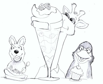 Drawings of desserts by Alex