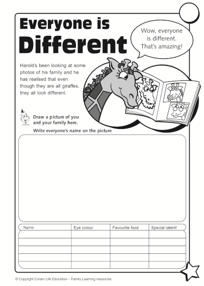 Everyone is Different - activity sheet