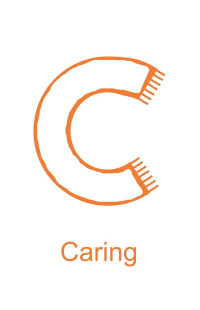 Letter C is for Caring - black version for children to decorate