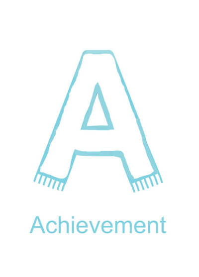 Letter A is for Achievement - black version for children to decorate