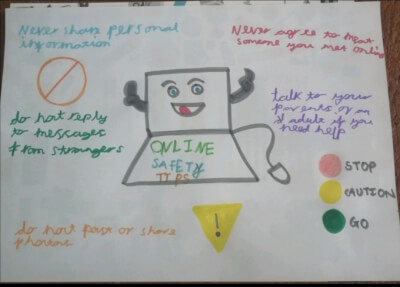 hand-drawn online safety poster by Abdullah.