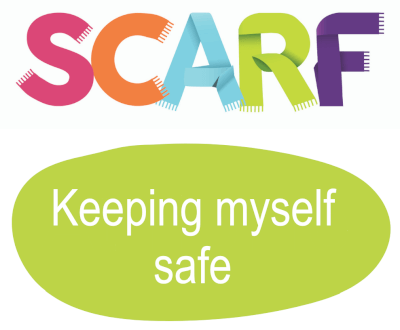 Logo in lime green - SCARF at Home - Keeping myself safe