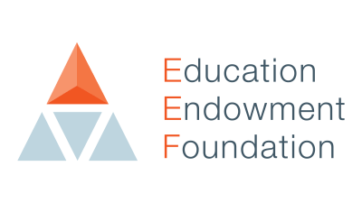 Logo of the Education Endowment Foundation - a pyramid of triangles with an orange triangle at its top
